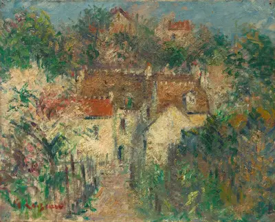 Vy av by av Gustave Loiseau