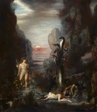 Hercules och Lernas hydra av Gustave Moreau