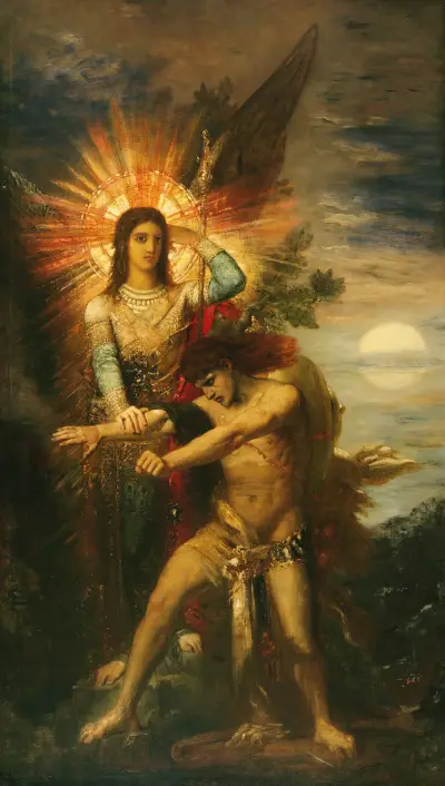 Jacob And The Angel av Gustave Moreau