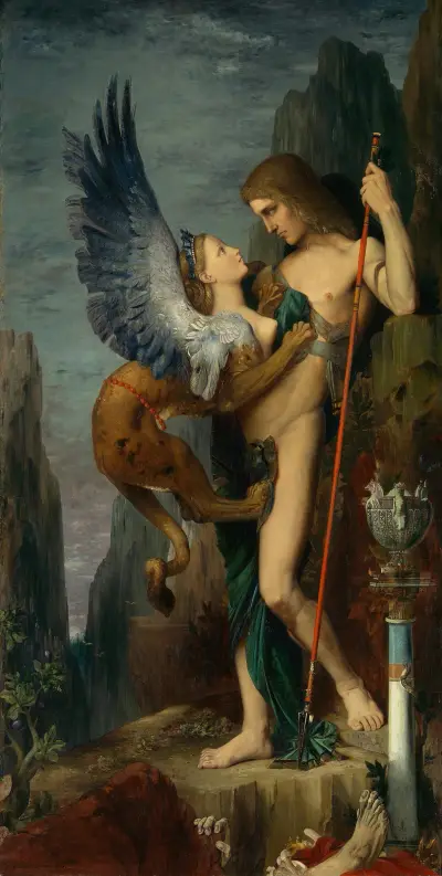 Oidipus och sfinxen av Gustave Moreau