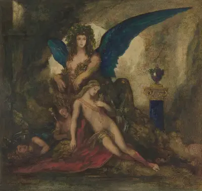 Sphinx in a Grotto (Poet, King and Warrior) av Gustave Moreau