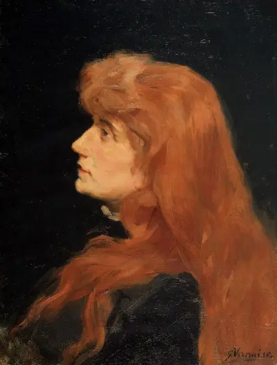Portrait of Anna Rodenbach, the Wife of the Poet Georges Rodenbach av Gustave Vanaise