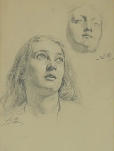 Study of female heads av Gyula Benczúr