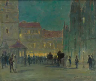 Evening in front of the St. Elisabeth Cathedral av Elemír Halász-Hradil
