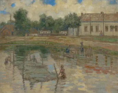 Máčanie konopí, 1928 av Elemír Halász-Hradil