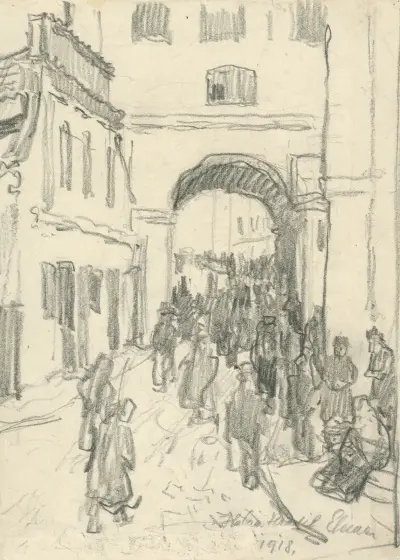 Street Bustle av Elemír Halász-Hradil