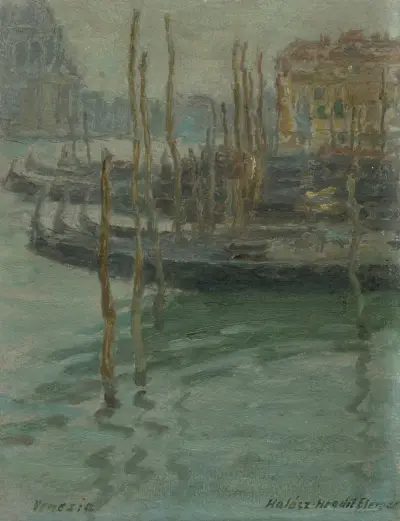 Venice-gondolas av Elemír Halász-Hradil