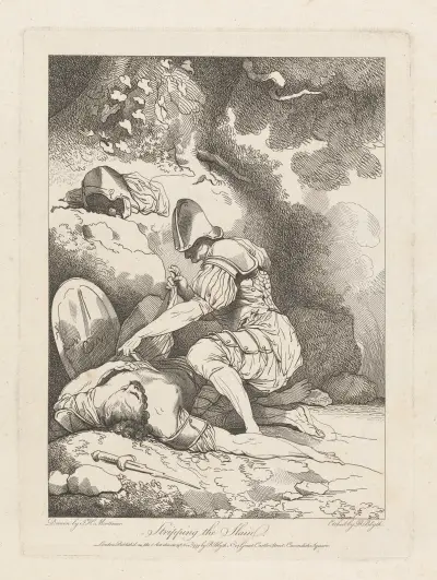 Banditti…Representing Banditti Variously Employed; Stripping the Slain av John Hamilton Mortimer