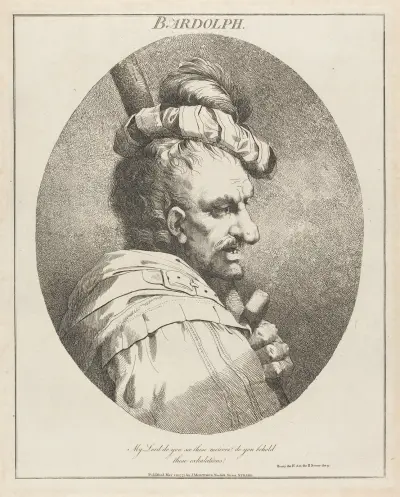 Bardolph, från Henrik IV, akt II, scen 9 av John Hamilton Mortimer