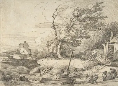 Att dra upp en fiskebåt i storm av John Hamilton Mortimer