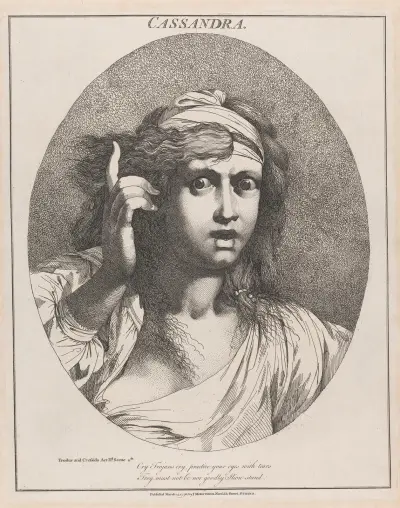 Cassandra, ur Troilus och Cressida, akt II, scen 4 av John Hamilton Mortimer