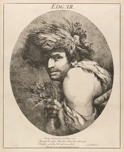 Edgar, ur Kung Lear, akt III, scen iii av John Hamilton Mortimer