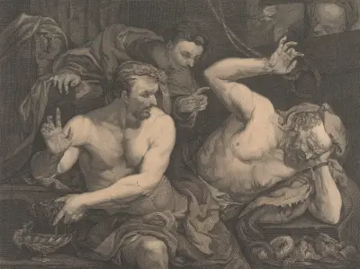 Joseph Interpreting the Dreams of Pharoah’s Chief Butler and Baker von John Hamilton Mortimer
