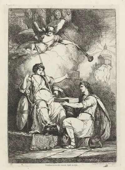 Presentation of the Lusiad to Britannia av John Hamilton Mortimer
