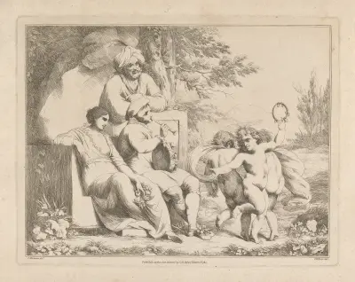 Putti som dansar till flöjt och tamburin av John Hamilton Mortimer