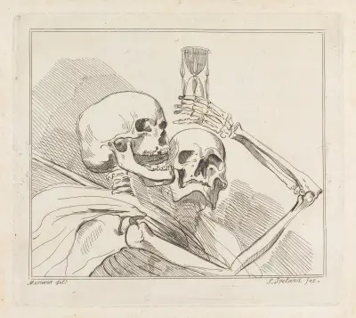 Skeletons with an Hour Glass av John Hamilton Mortimer