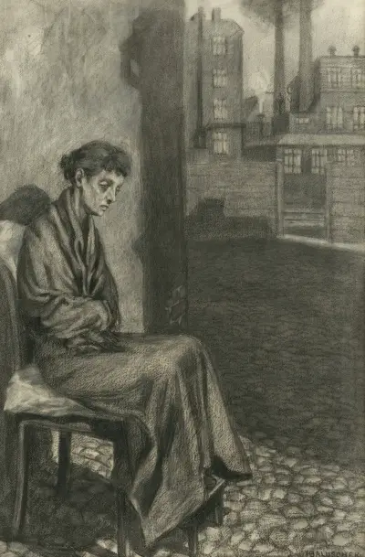 Die Schwindsüchtige. Aus dem Zyklus ‘Opfer’ av Hans Baluschek