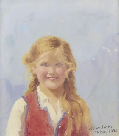Portrait Of A Young Girl av Hans Dahl