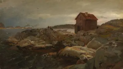 En fiskares hem, Lillesand av Hans Gude
