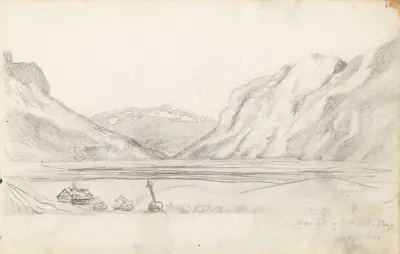 Bergsfjell og Skutshorn, Vang i Valdres av Hans Gude