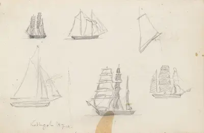 Båtstudier, Kattegatt av Hans Gude