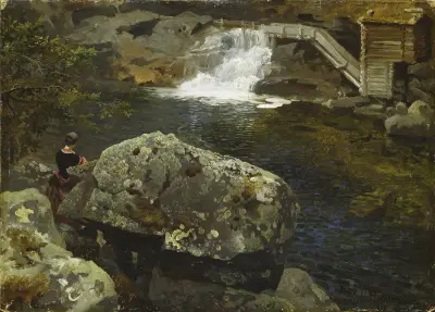 By the Mill Pond av Hans Gude