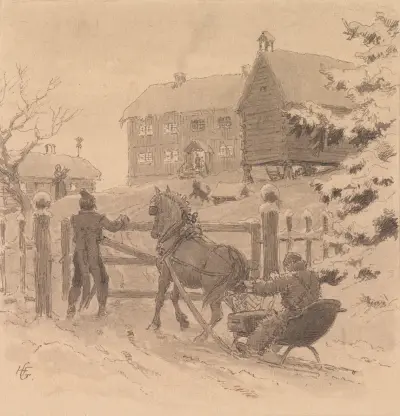 En gammaldags julafton av Hans Gude