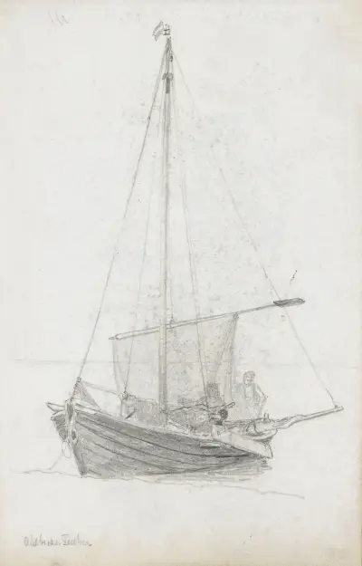 Fiskebåt fra Ahlbeck av Hans Gude
