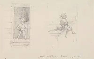 Förarbete till illustration till ‘Matthias Skytters historier’ i P.Chr. Asbjørnsen, Norske Folke- og Huldre-Eventyr, Köpenhamn 1879 av Hans Gude
