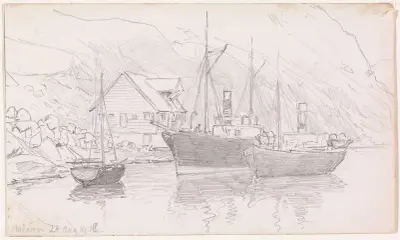 Fra Lærdalsøyri av Hans Gude
