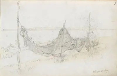 Garntorkning, Göhren av Hans Gude