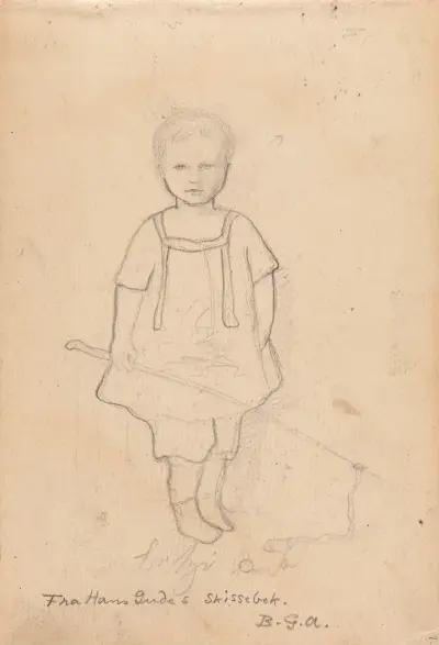 Guttebarn med leketøy av Hans Gude