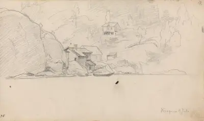 Hus ved kysten, Kragerø av Hans Gude
