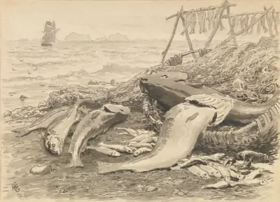 Illustration for ‘The Cormorants of Utröst’ av Hans Gude