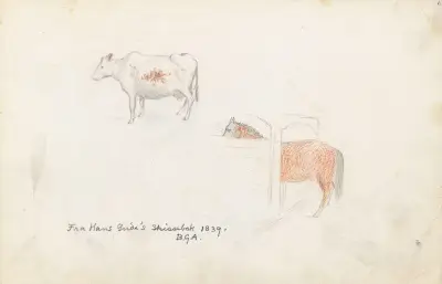Ku; hest på stallen av Hans Gude