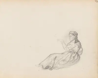 Liggande kvinnofigur av Hans Gude