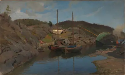 Pilot boats av Hans Gude