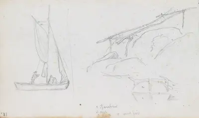 Segelbåt; rampe av Hans Gude