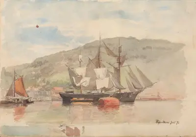 Skip i Bjørvika av Hans Gude
