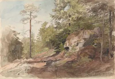 Skogsinteriør, Sarabråten av Hans Gude