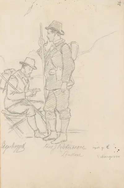 Två mansfigurer, Veblungsnes av Hans Gude