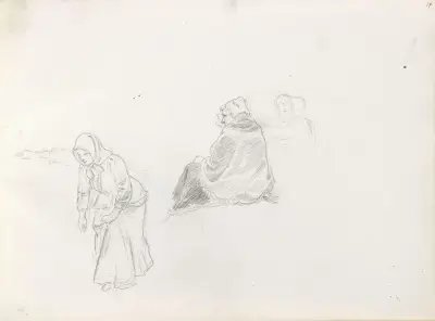 Tre kvinnefigurer av Hans Gude