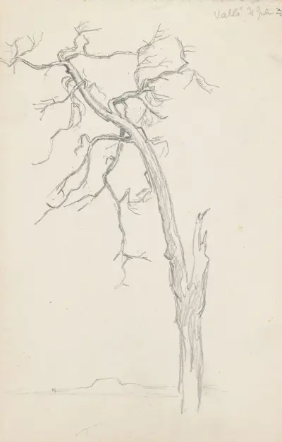 Trestudie, Valløy av Hans Gude
