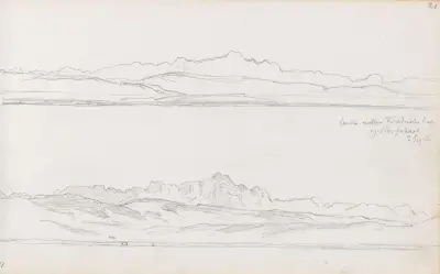 Utsikt mot Säntis mellan Friedrichshafen och Rorschach av Hans Gude