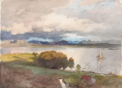 Vy över Molde fjord av Hans Gude