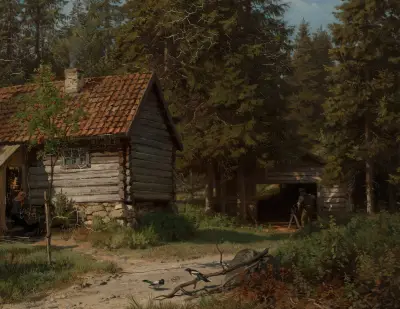 Skogsstuga av Hans Gude
