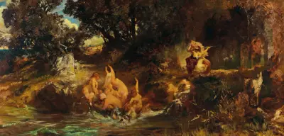 Die Nixen And Der Tiger (The Mermaids And The Tiger) av Hans Makart