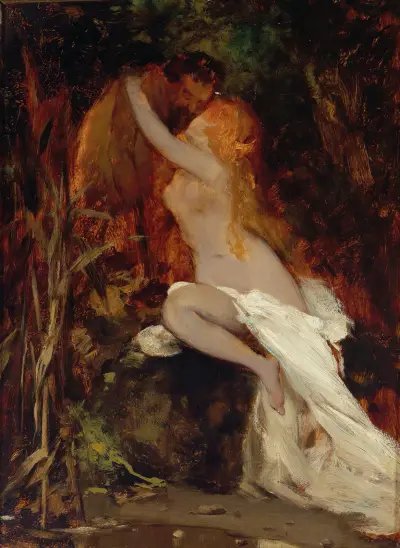 Faun And Nymph av Hans Makart