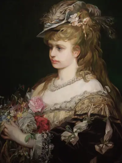 Flora. Portrait Of A Girl In A Hat av Hans Makart