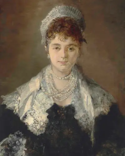 Porträtt av en dam, möjligen Johanna (Hanna) Elisabeth Maria von Klinkosch, prinsessa Aloys av Liechtenstein av Hans Makart
